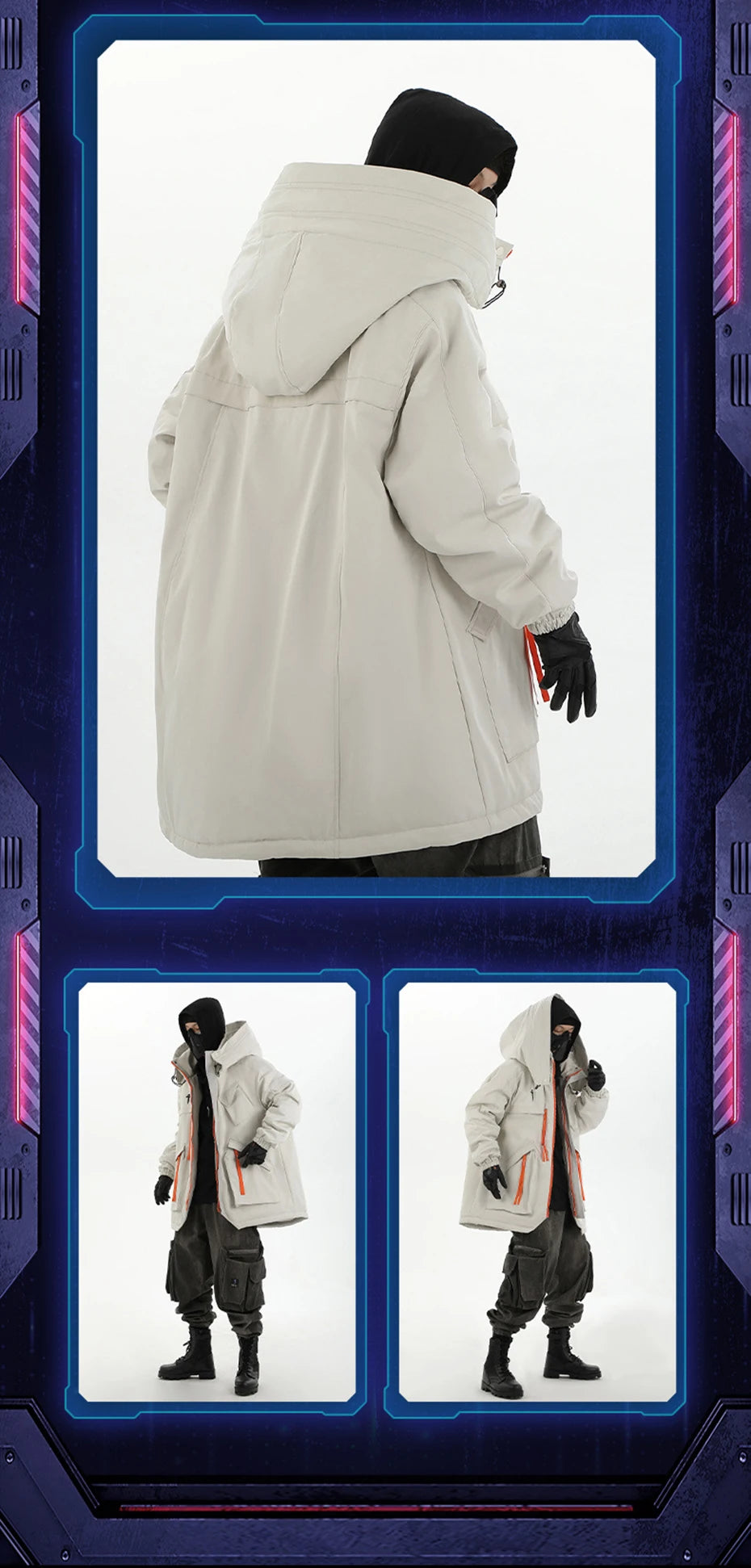 Mulit Pocket Winter Jackets Techwear Tactical Coats Men Fashion Streetwear Oversized Parkas Warm Hooded Jacket Windbreaker