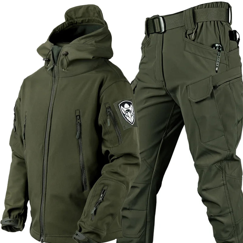 Shark Skin Soft Shell Autumn and Winter Plush Thickened Mountaineering Tactics Training Breathable Windproof Charge Suit