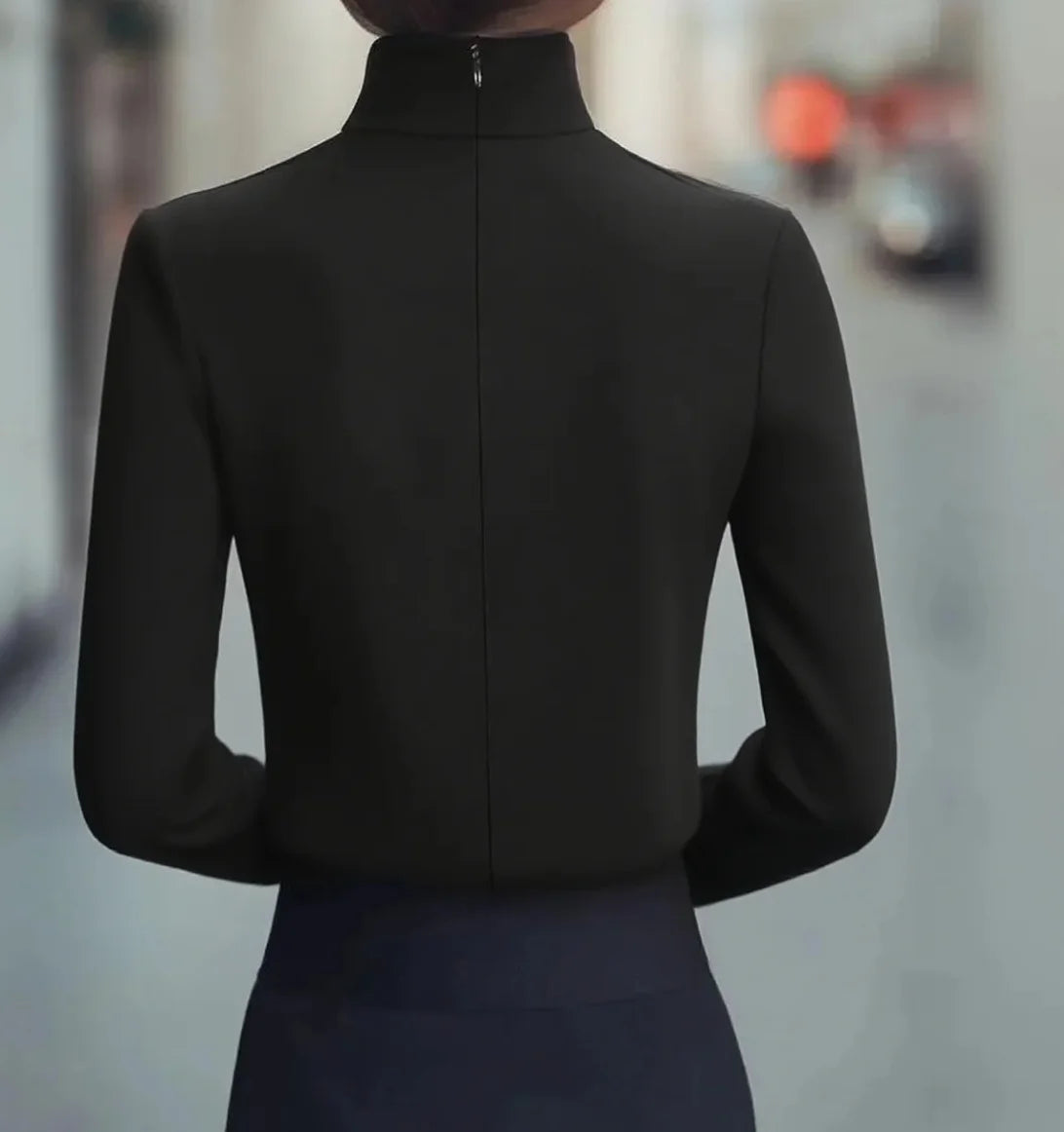 Women's Dressy Blouse Plain Elegant Daily Stylish High Neck Regular Tops