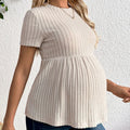 Pregnant Women Clothing Knitted Tees Maternity Clothes Pregnant Women Short Sleeve Monochrome Daily Leisure T-shirt