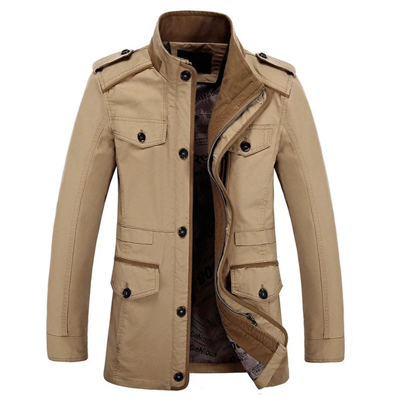 High Quality Men's Casual Jacket 6XL Male Windbreaker Oversized Cotton Classic Jackets Men Clothing Trench Coat