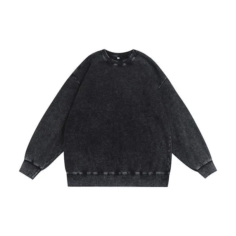 DIY Custom LOGO Cotton Washed Hoodie Zipper Sweatshirt Pants Tracksuit Men Women Retro Loose Distressed HipHop Oversized Big