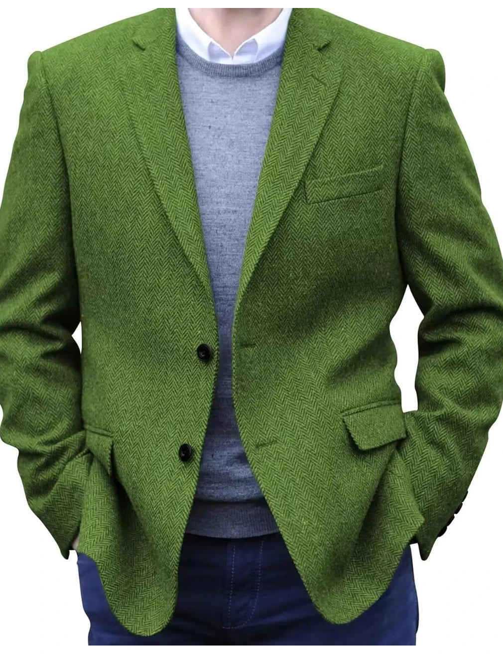 Premium Men's Suit Brown Blazer Prom Tuxedos Herringbone Tweed Single Breasted Formal Bussiness Jacket for Wedding（Only Coat）