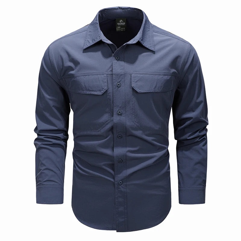 Spring Autumn Men Shirts Tactical Work Long Sleeved Shirt Men Outdoor Casual Breathable Quick Dry Camping Hiking Cargo Shirts