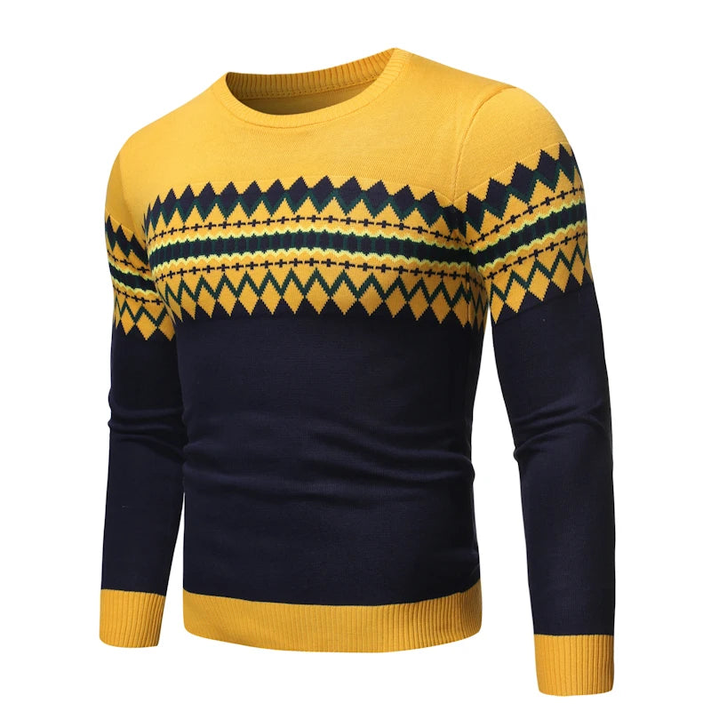 Autumn Winter O-Neck Knit Pullovers Men Fashion Casual Knitted Sweater Slim Fit Knitting Mens Striped Pullover Sweaters Knitwear