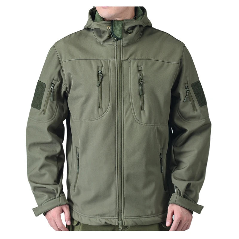 Autumn Winter Mens Army Tactical Jackets Men Softshell Warm Waterproof Action Jacket Men Mountain Ski Windbreaker Hooded Coats