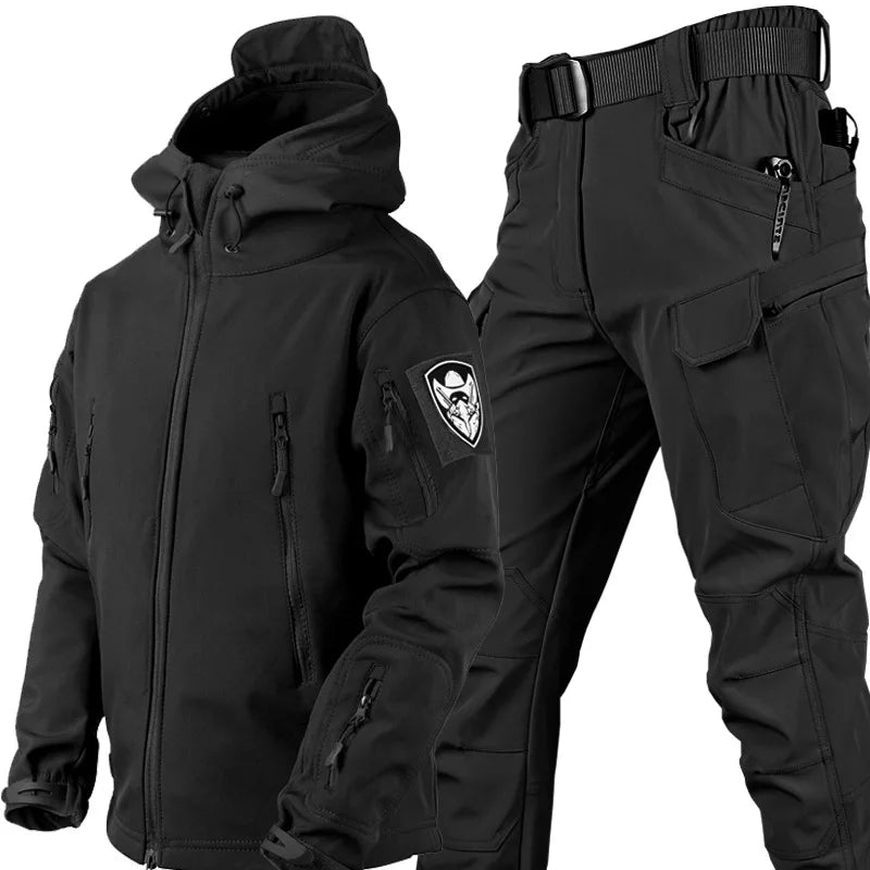 Shark Skin Soft Shell Autumn and Winter Plush Thickened Mountaineering Tactics Training Breathable Windproof Charge Suit