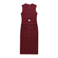 Women's Dress Black Long Dresses Spring Summer 2025 Button Up Sleeveless Sundress Vestidos Elegant Casual Women's Dresses