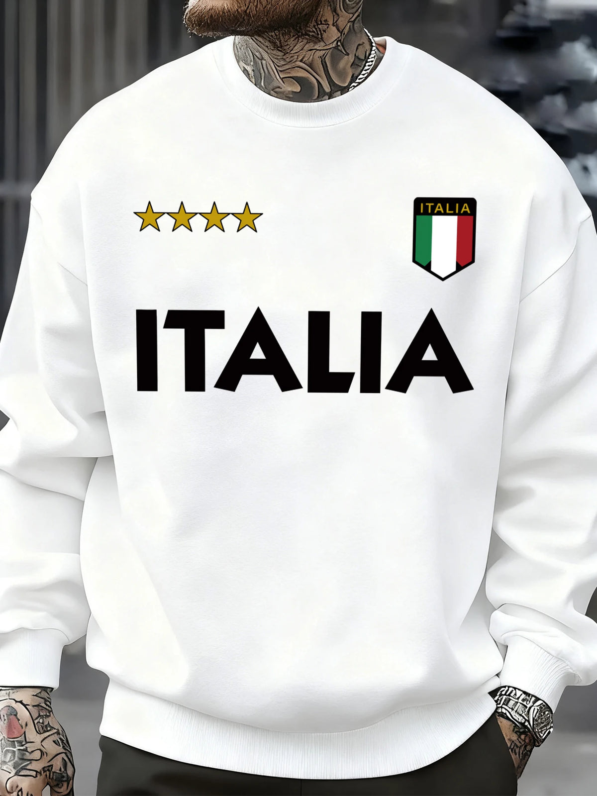 Italia Italian Flag Design Sweatshirt Men Autumn Oversize Sportswear Pullovers Street Fashion Clothing Casual Vintage Tops
