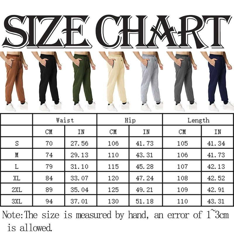 New Sweatpants Side Zipper Pockets Men Joggers Track Pants Elastic Waist Sport Casual Trousers Baggy Fitness Gym Clothing