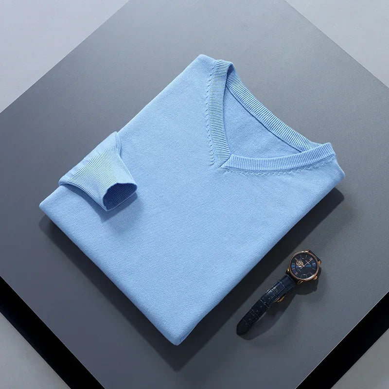 Men Cashmere Sweater Autumn Winter Soft Warm Jersey Jumper  Pull Homme Hiver Pullover V-Neck Knitted Sweaters