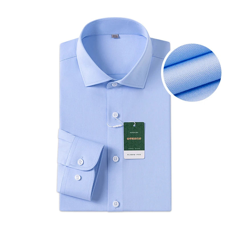 Windsor Collar Regular Cuff Dress Shirt Fashion Men's Long Sleeve Luxury Business Formal Shirts Solid Easy Care Casual Social