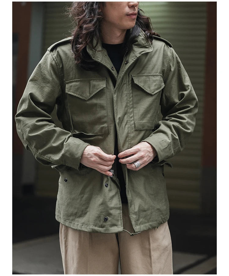 Rugged Bronson 1969 M65 Blended Satin Field Jacket M-65 Olive Green Jacket M51 Tactical Coat