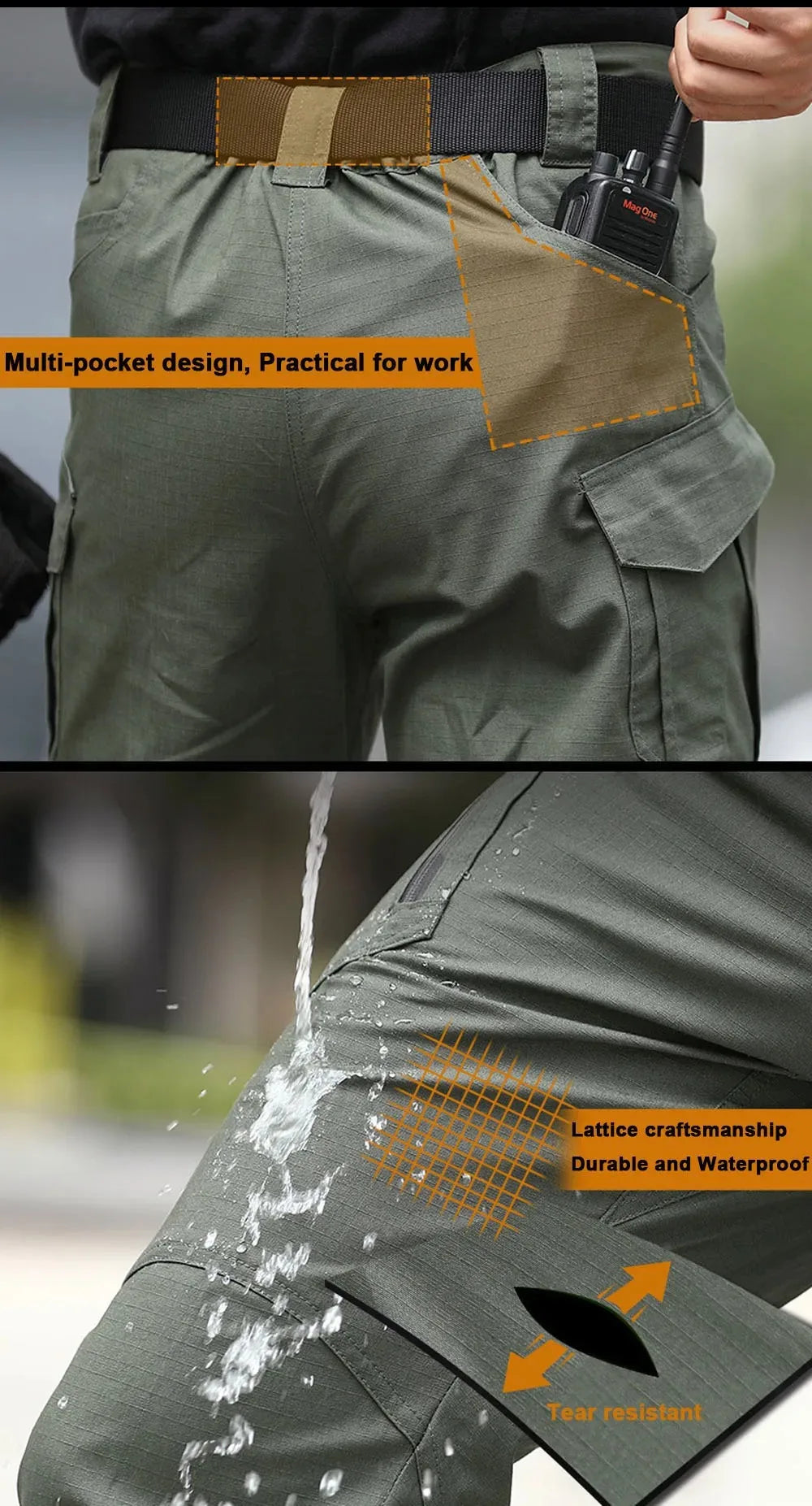 Classic Men's Tactical Pants Multi-Pocket Solid Color Stretch Slimming Outdoor Pants Spring & Autumn Casual Jogging Pants