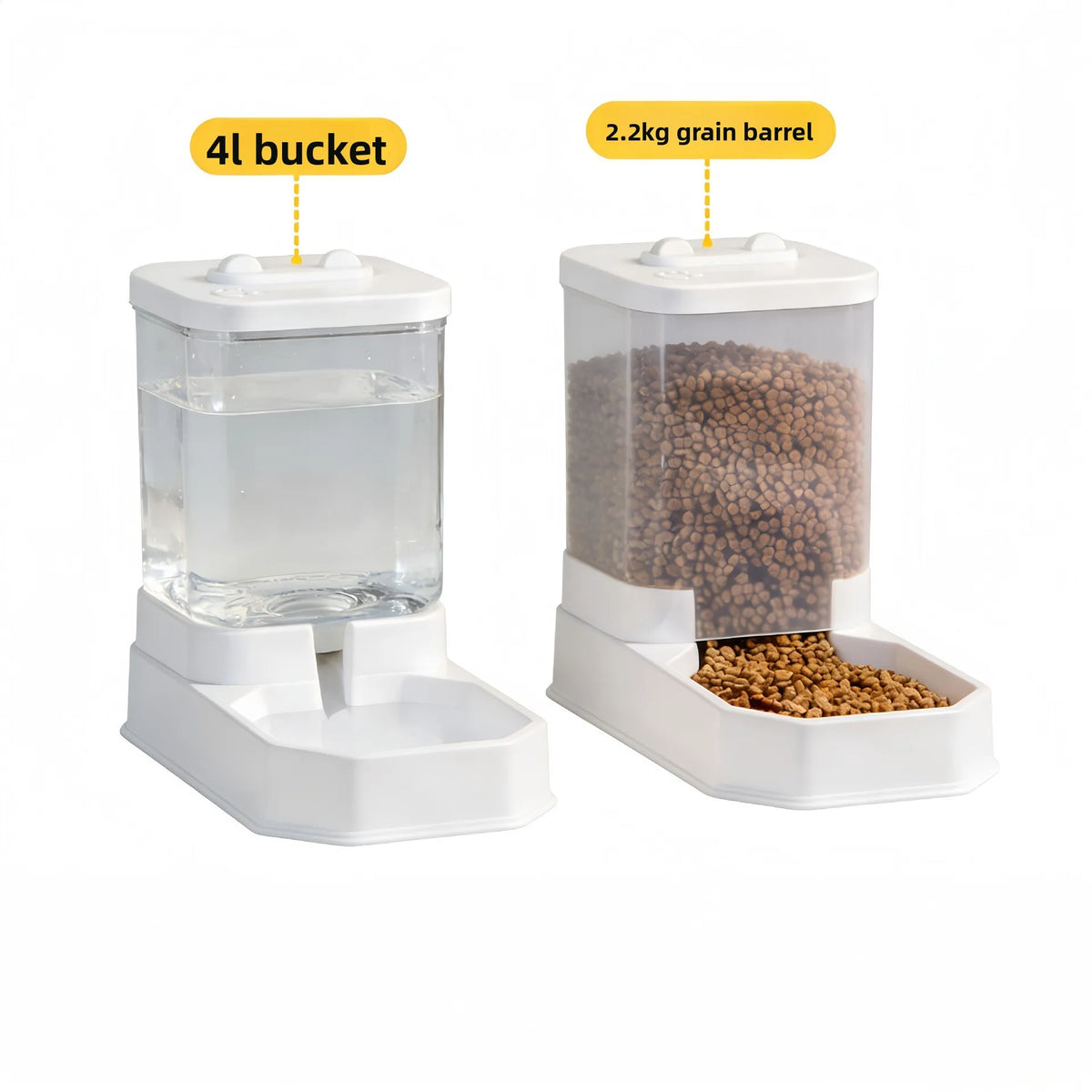 2 in 1 Gravity Pet Feeder Water Dispenser 2.2KG 4L Large Capacity Automatic Refill Bowl For Cats Small Dogs
