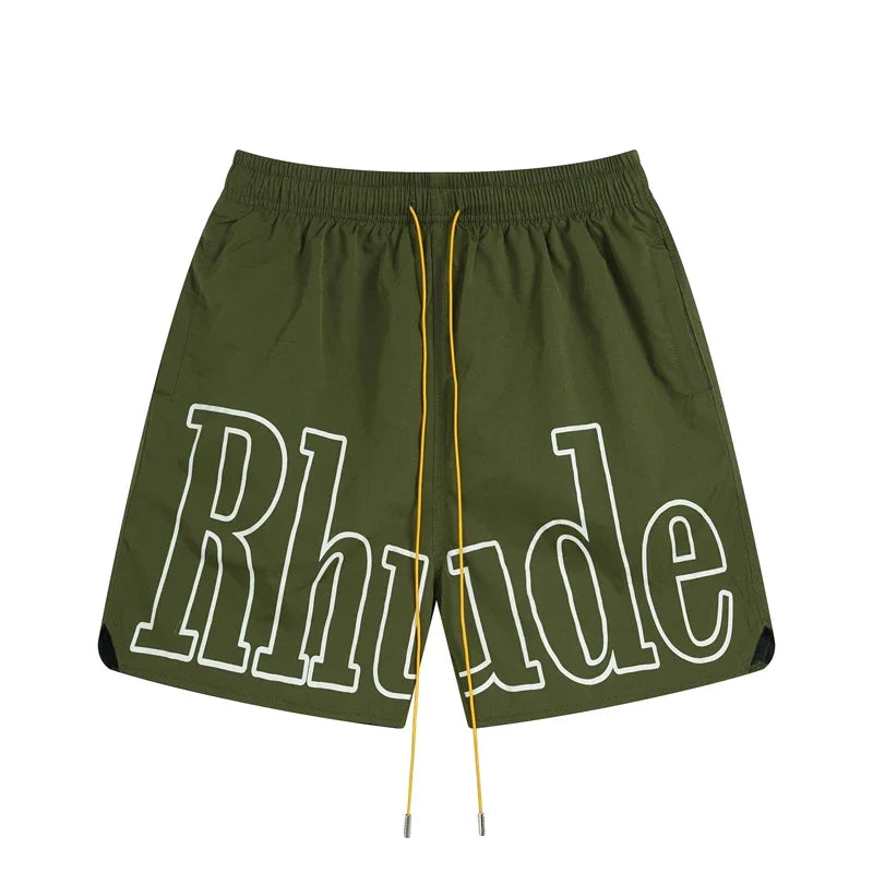 American Style Trendy Rhude Casual Shorts Loose Breathable Multi-color Mesh Beach Sports Shorts