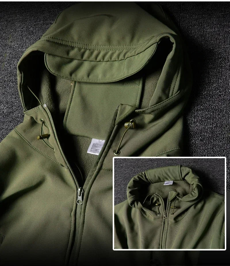 Shark Skin Soft Shell Autumn and Winter Plush Thickened Mountaineering Tactics Training Breathable Windproof Charge Suit