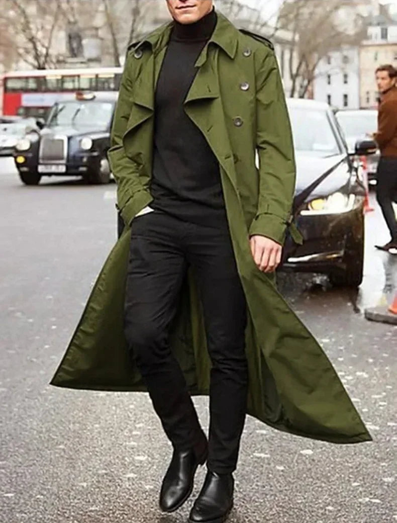 2026 Spring Autumn Men's Overcoat Vintage Long Trench Coat Men New Jacket Coats Men Business Casual Long Solid Windbreak Outwear