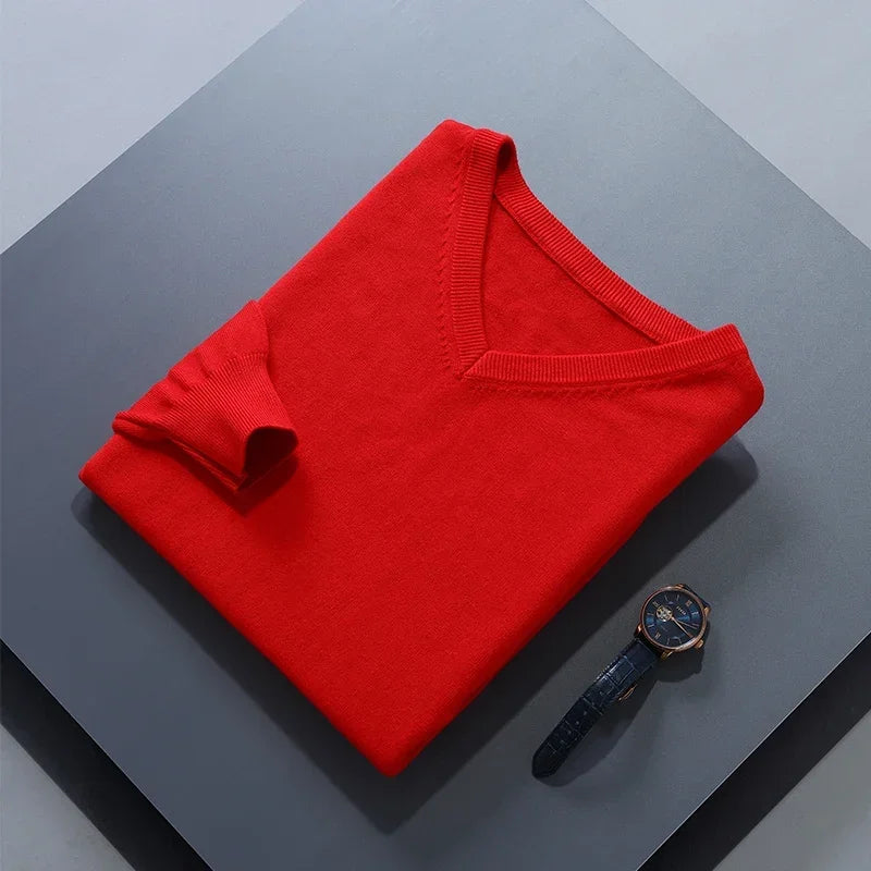 Men Cashmere Sweater Autumn Winter Soft Warm Jersey Jumper  Pull Homme Hiver Pullover V-Neck Knitted Sweaters