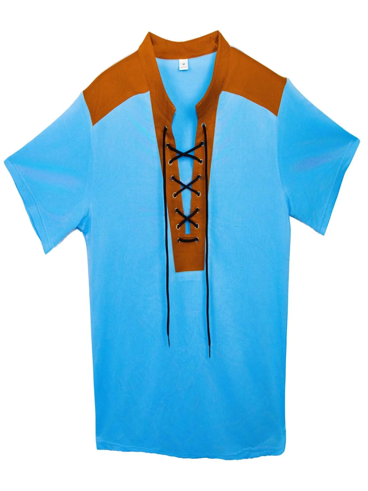 Men's V-neck Casual Beach Short Sleeved Color Matching Men's Top T-shirt Retro Streetwear