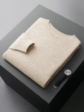 CHICUU Men Basic O-neck Wool Sweater Autumn Winter Long Sleeve Bottom Pullover 100% Merino Wool Knitwear Smart Casual Jumper Top
