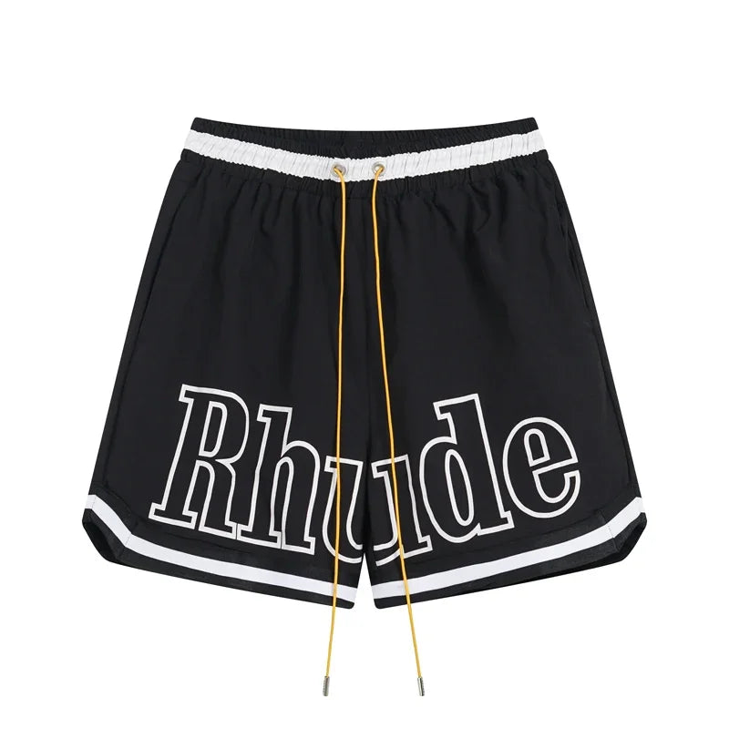 American Style Trendy Rhude Casual Shorts Loose Breathable Multi-color Mesh Beach Sports Shorts
