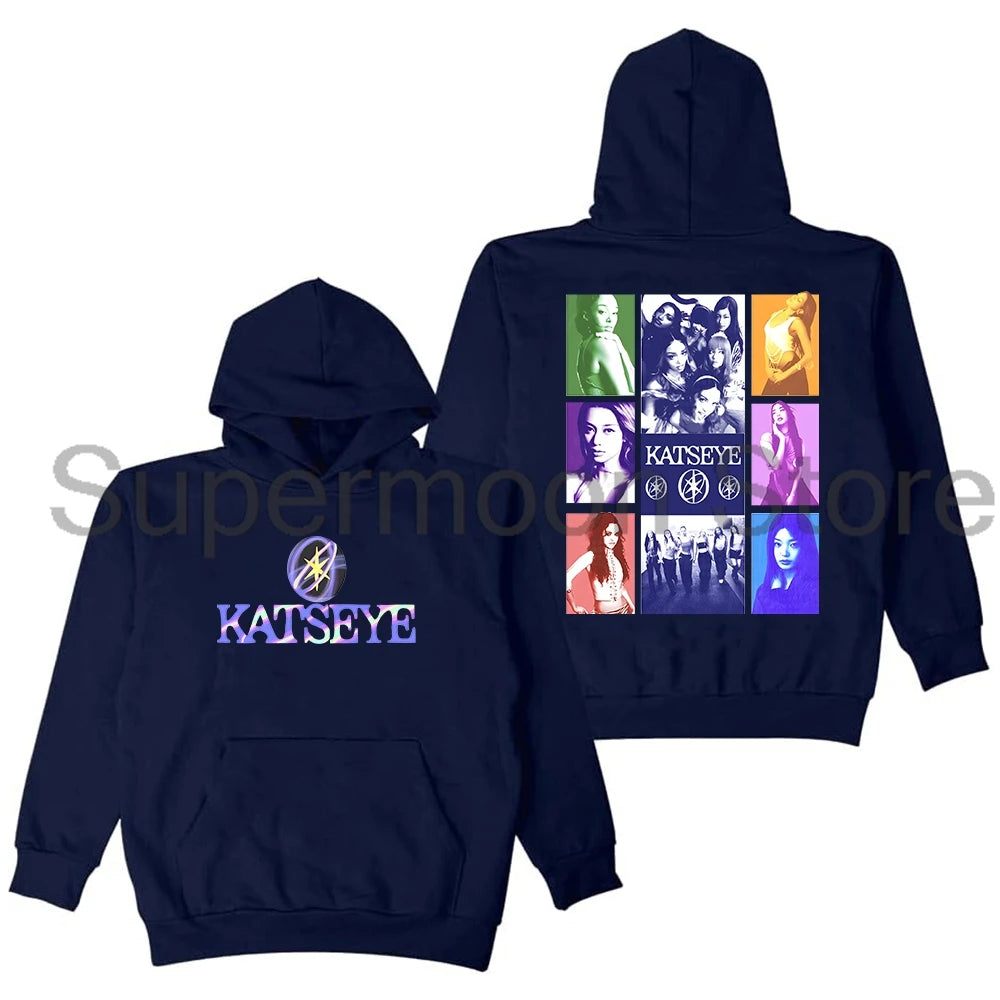 Kpop Katseye Merch Hoodie 2025 Beautiful Chaos Tour Long Sleeve Streetwear Men Women Hooded Sweatshirts