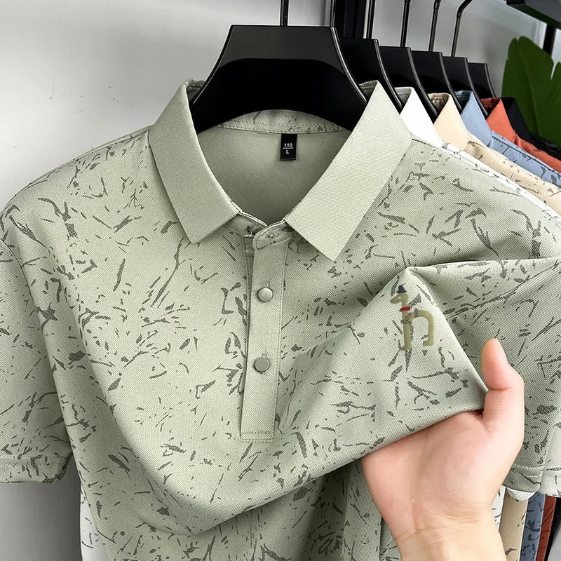 New Men's Casual Original Printed Polo Shirt Breathable Comfort Short Sleeve Lapel T-shirt High Quality Versatile Men's Clothing