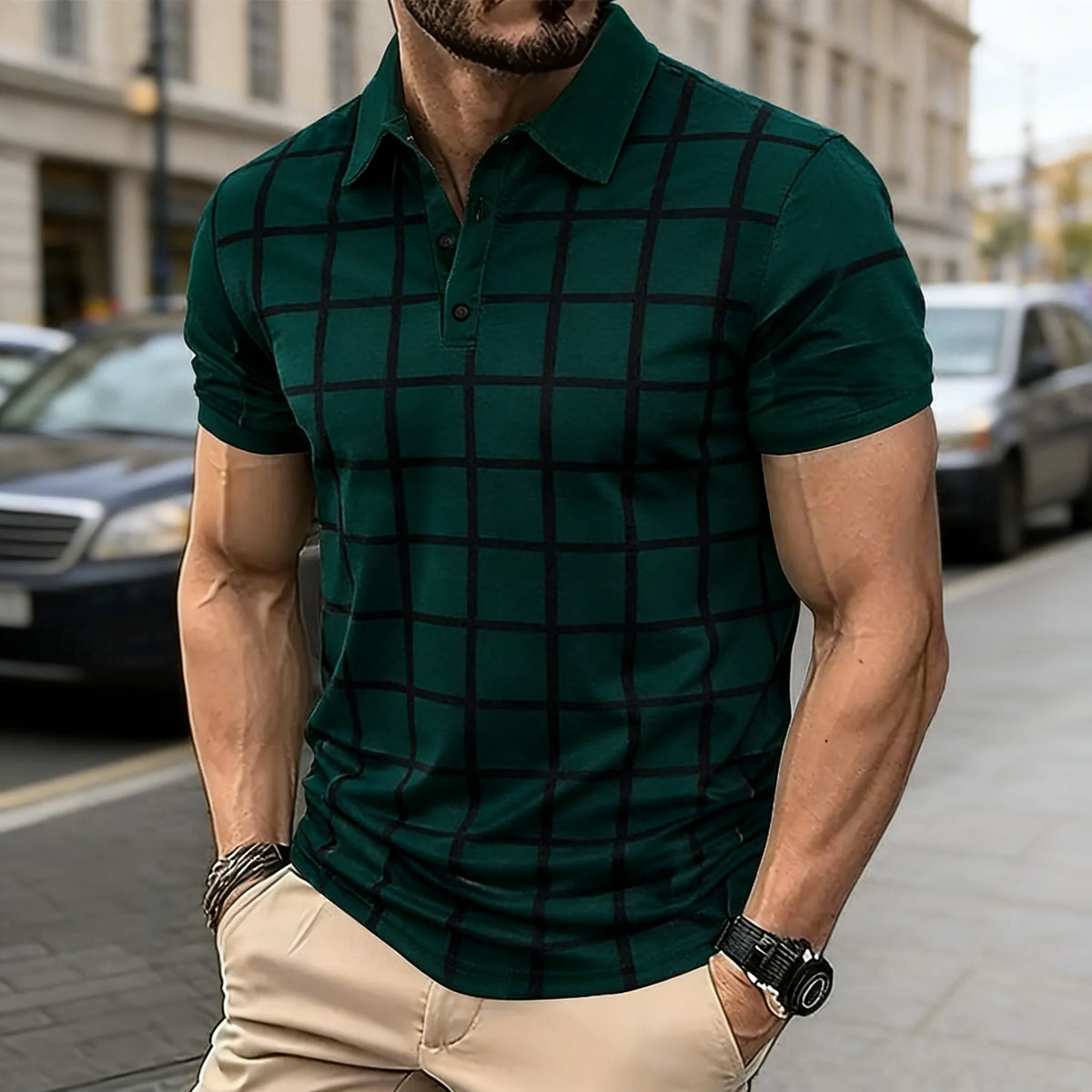 Minimalist Line Grid Printed Men Polo Shirts 3D Triangle Graphic Short Sleeve Summer Tops Outdoor Casaul Daily Men Clothing Tops