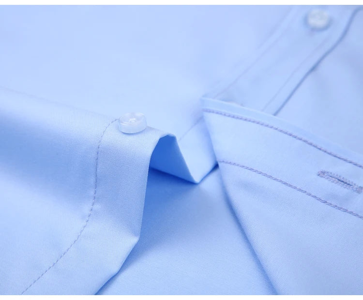 Men's Business Dress Shirts Bamboo Fiber Blend Long Sleeve Solid Color Work Shirt with Lapel Collar Regular Fit for All Seasons