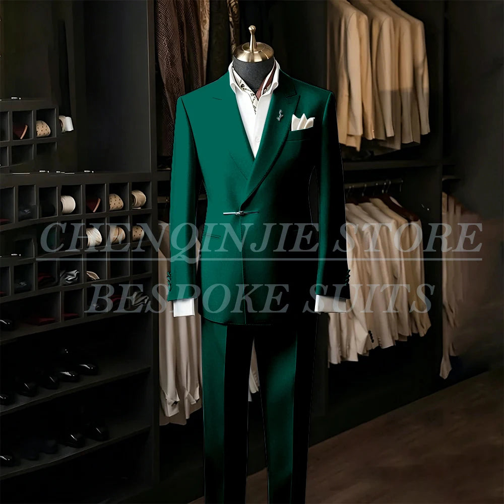 Bespoke White Men's Suits Male Clothing Fashion Wedding Regular Fit 2 Piece Jacket Pants Blazer High Quality Clothing Costume