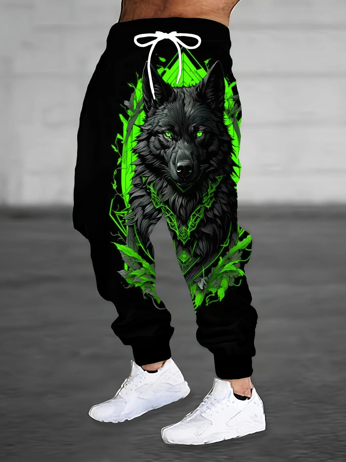 Animal Wolf Printed Men's Side Pockets Elastic Drawstring Sweatpants Joggers Pants Casual Trousers Outdoor Street Fall Winter