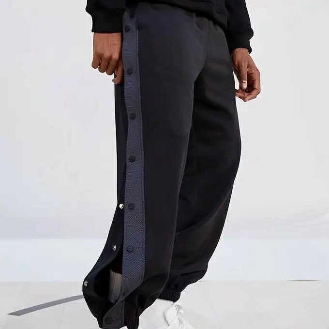 Men's Buttons Pants Running Sports Trousers Male Casual Jogger Basketball Football Sweatpants Outdoor Loose Hiphop Streetwears
