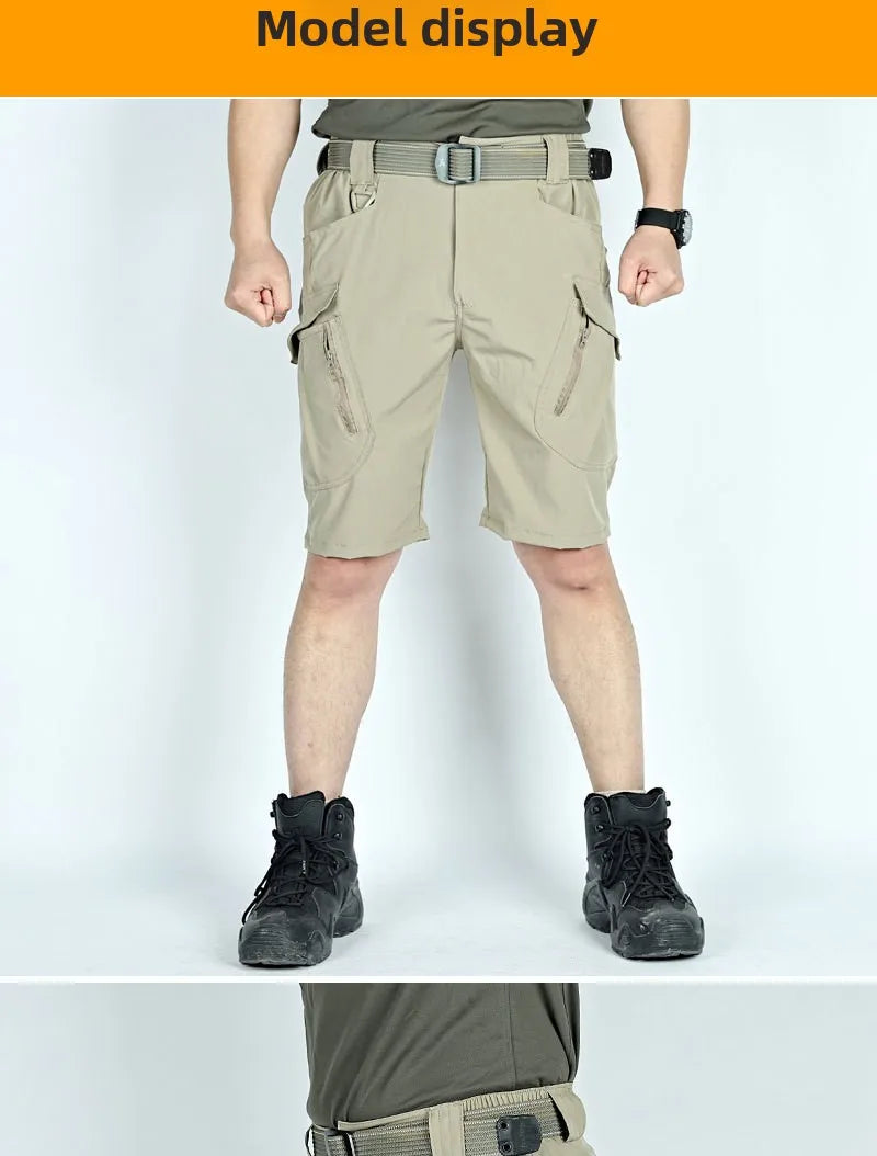 Men's Tactical Cargo Shorts Quick Dry Waterproof Multi-Pocket Outdoor Hiking Fishing Camping Summer Sports Lightweight Shorts