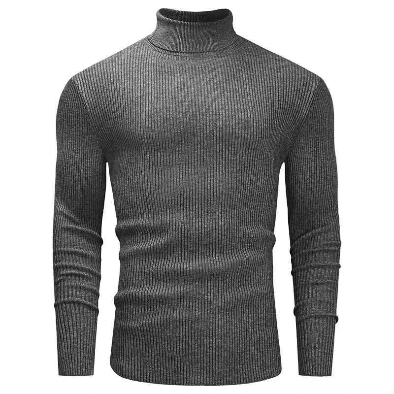New Men's Slim Fit Turtleneck Sweater Casual Twist Patterned Pullover Knitted Sweaters Autumn Long Sleeve Stripe Streetwear