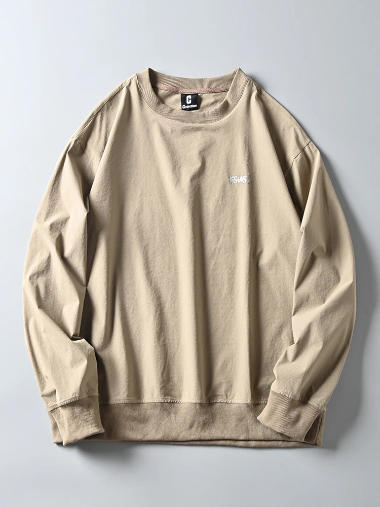 Casual Loose round Ne Sweatirt Men's Outdoor Waterproof Breathable Thin Sle Hoodie Streetwear Spring Autumn Youth ular