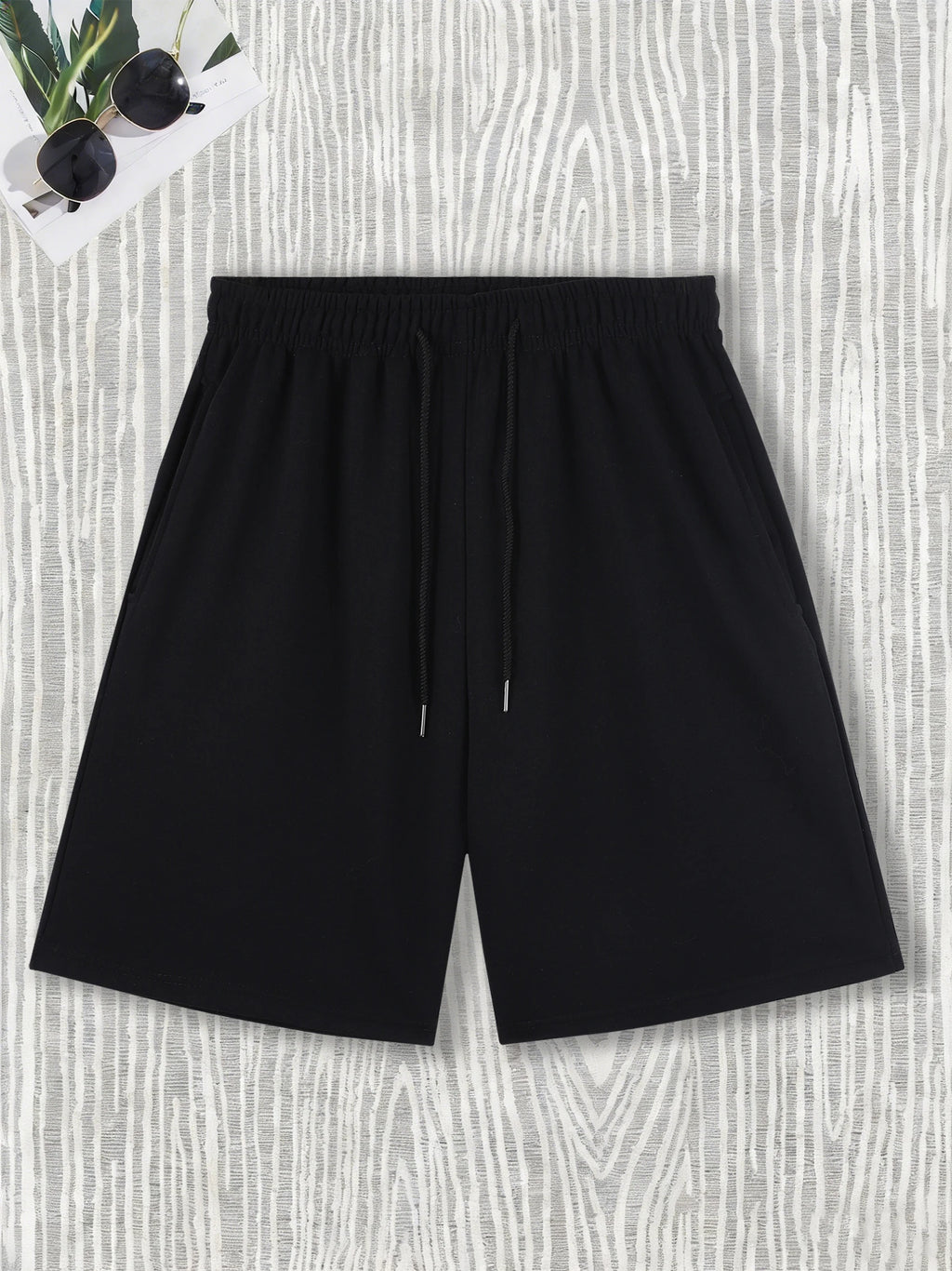 Black Fashion Solid Pocket Mans Drawstring Shorts Breathable Pants Summer Comfortable Sweatpants Unisex All-Match Sportwear