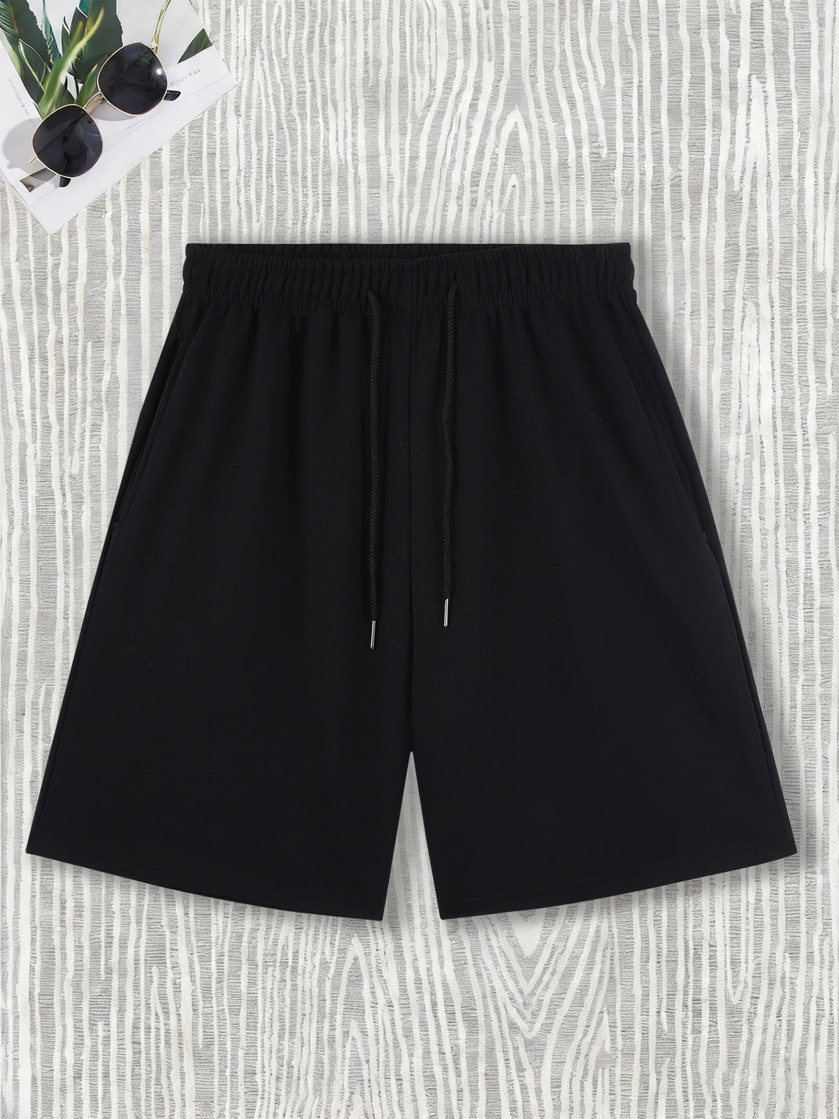 Black Fashion Solid Pocket Mans Drawstring Shorts Breathable Pants Summer Comfortable Sweatpants Unisex All-Match Sportwear