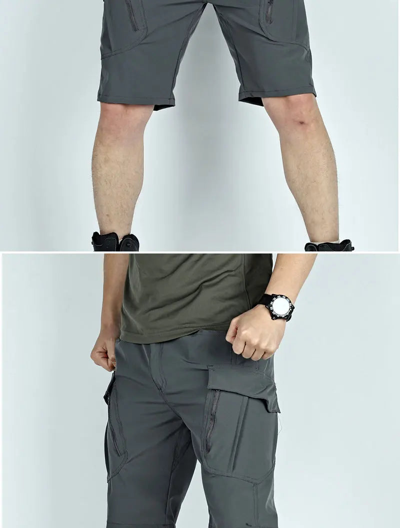 Men's Tactical Cargo Shorts Quick Dry Waterproof Multi-Pocket Outdoor Hiking Fishing Camping Summer Sports Lightweight Shorts
