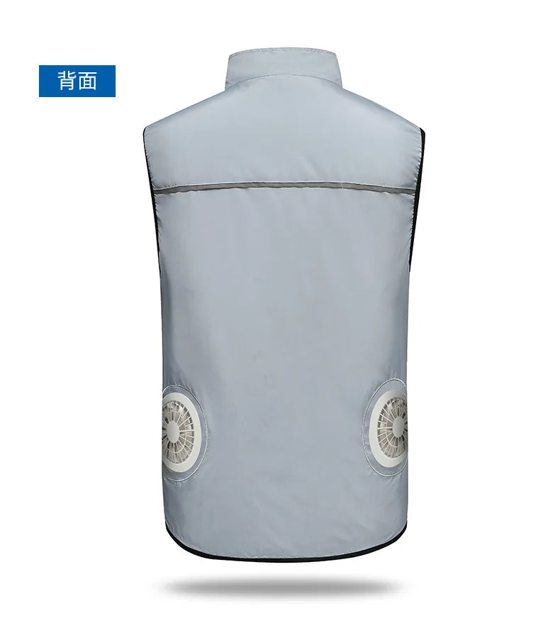 Summer Cooling Fan Vest Wearable Air Conditioner Sleeveless Jacket with USB Rechargeable Fans for Outdoor Tactical Fishing Work