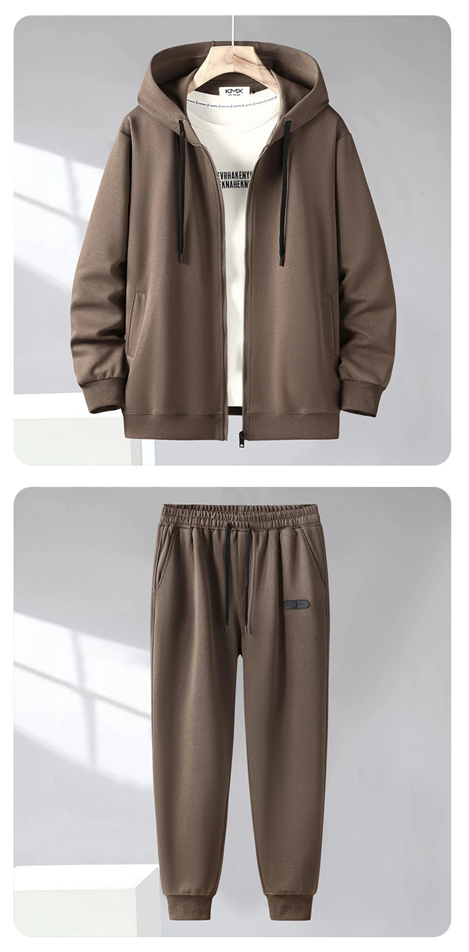 Solid Color Tracksuit Men 11XL Plus Size Suits Zippered Hoodie Sweatpants Sets Spring Autumn Jogger Pants Male Big Size 10XL
