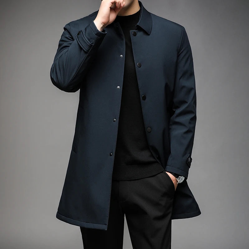 2026 autumn men's high-quality Business Trench Coat single breasted trench coat men long Casual Windbreakers Good Quality jacket