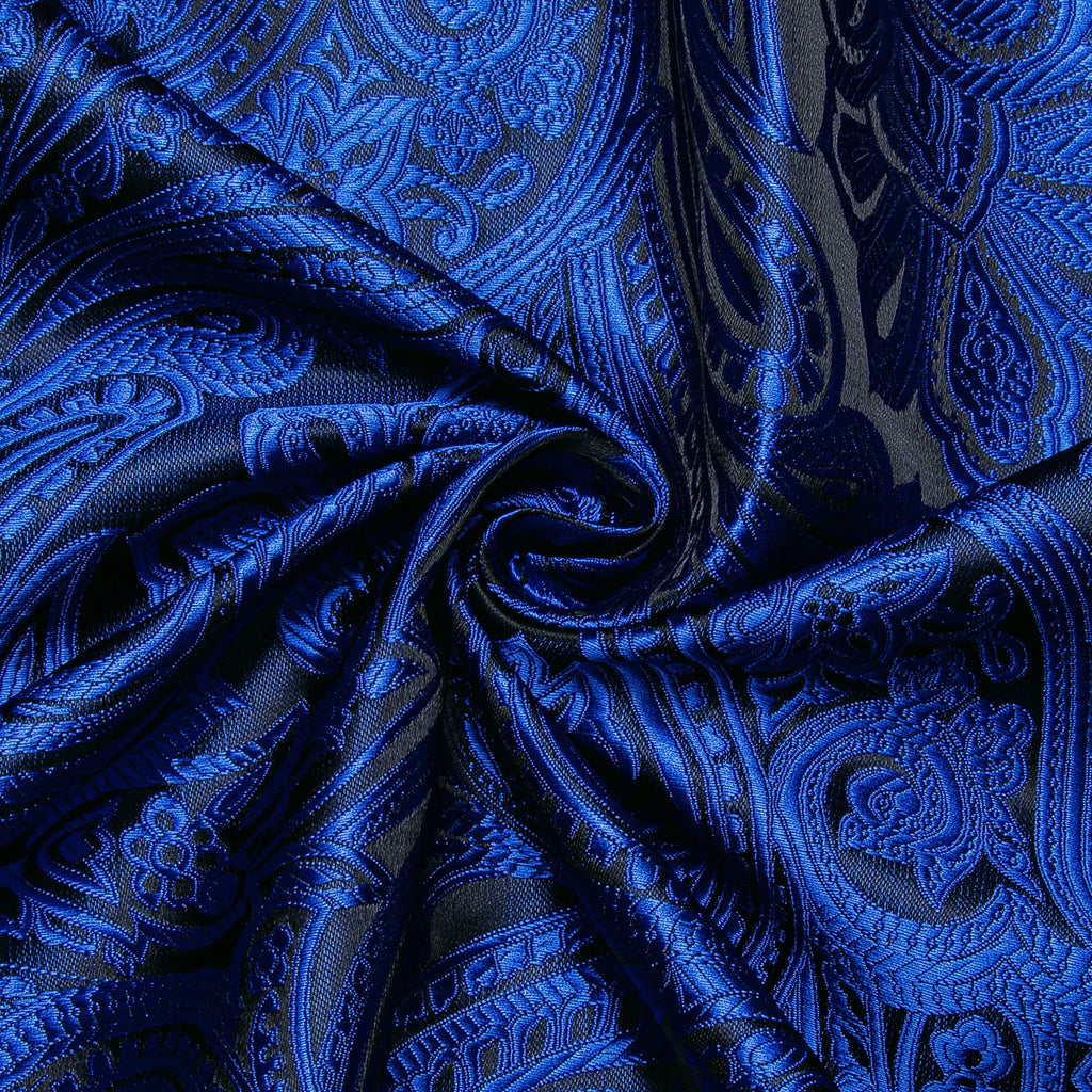 Brand New Men's Royal Blue Business Shirts Luxury Fashion Paisley Long Sleeve Turn-Down Collar Social Shirt Male Casual Blouse