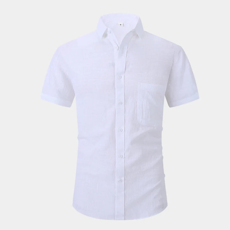 Anti-Wrinkle Stretch Slim Elasticity Fit Male Dress Business Basic Casual Short Sleeved Men Social Formal Shirt USA SIZE S-2XL