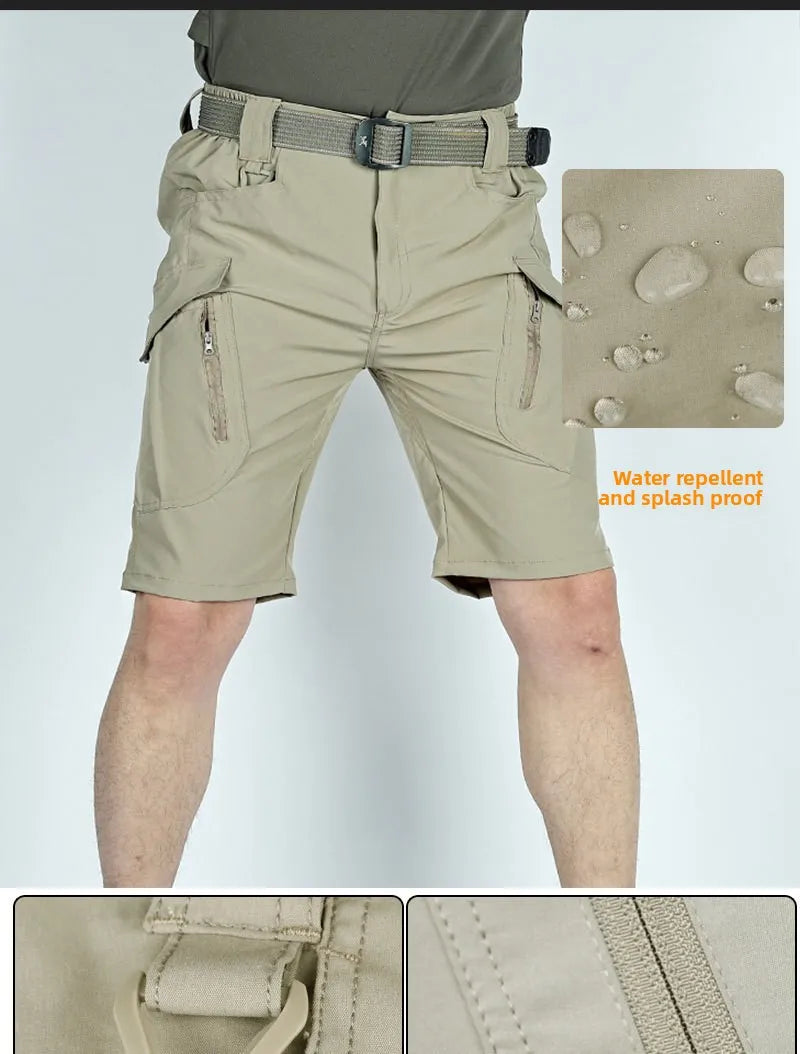 Men's Tactical Cargo Shorts Quick Dry Waterproof Multi-Pocket Outdoor Hiking Fishing Camping Summer Sports Lightweight Shorts