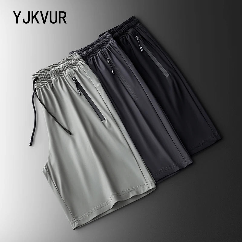 Men's Ice Silk Casual Shorts Summer Thin Quick Dry Breathable Sports 5-inch Pants Loose Plus Size Running Outdoor Beach Shorts