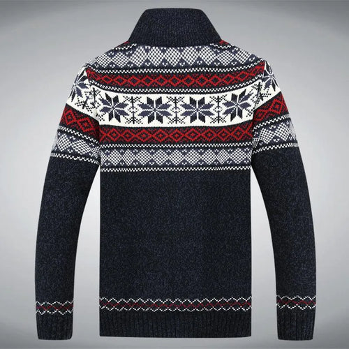 2021 Winter Sweater Male Thicken Fleece Men Cardigan Cotton Knitted Jacquard Men's Sweater coat Size S -3XL