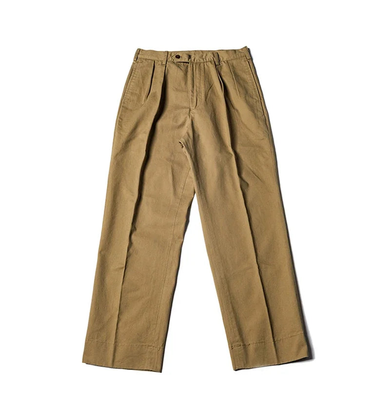 Non Stock Pleated Slacks Summer Spring Relaxed Straight Casual Pants Men Khakis