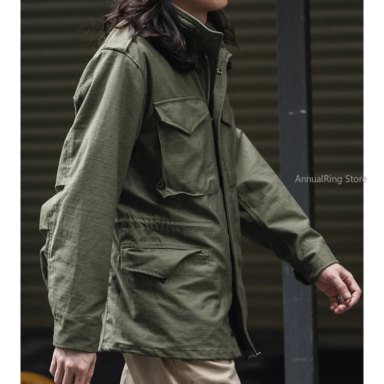 Rugged Bronson 1969 M65 Blended Satin Field Jacket M-65 Olive Green Jacket M51 Tactical Coat
