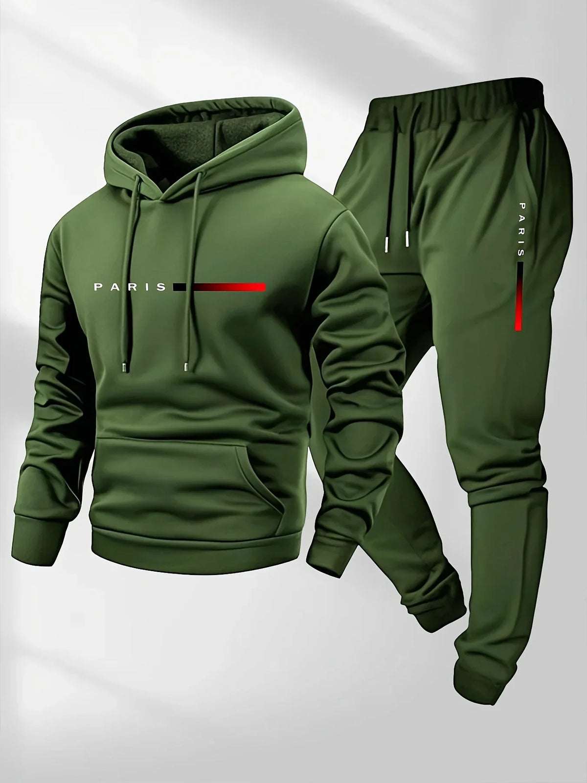 2025  Letter Print Sweatshirt Suit Men's Fleece Hoodie Pants Set Spring Autumn Winter Warm Casual Sports Pullover Trousers Sets